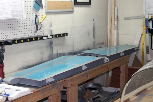 The horizontal stabilizer back on the workbench and ready for elevator fitting.